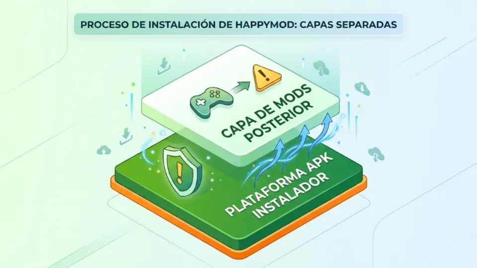 Capa del instalador APK separada de las descargas de mods en la app