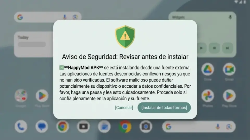 Aviso al estilo de Play Protect al instalar fuera de la tienda