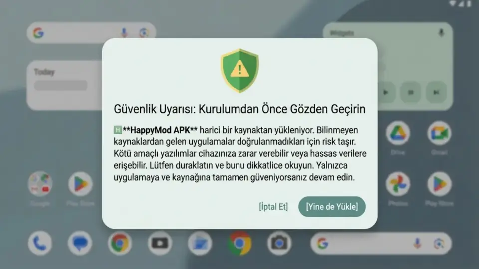 Yan yükleme sırasında Play Protect tarzı uyarı duraklatması