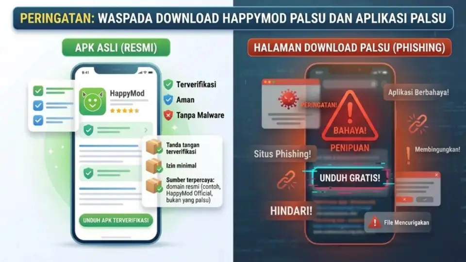 Peringatan tentang app dan situs palsu mirip HappyMod