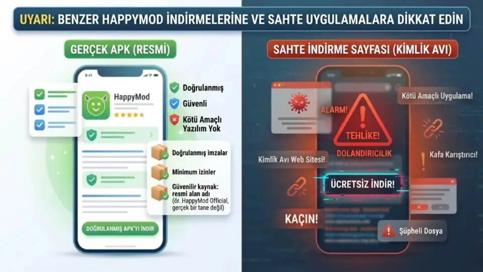 HappyMod’a benzeyen sahte uygulamalar ve siteler hakkında uyarı